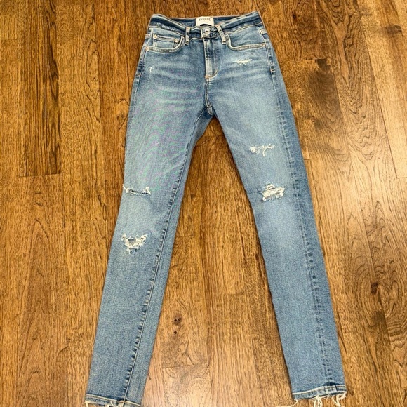 AGOLDE Sophie High Rise Skinny Distressed Jeans Blue Medium Wash Women’s Size 24 - Picture 6 of 8